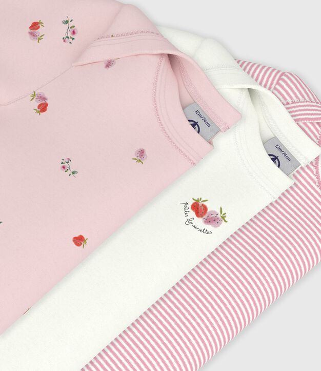 Set kurz&auml;rmelige Baby-Bodys aus Baumwolle mit Blumenmuster vielfarbig