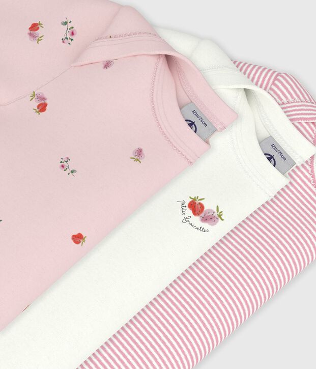 Set kurz&auml;rmelige Baby-Bodys aus Baumwolle mit Blumenmuster vielfarbig