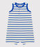 Baby-Kurzoverall aus gestreiftem Rippstrick blau AVALANCHE/weiss PERSE