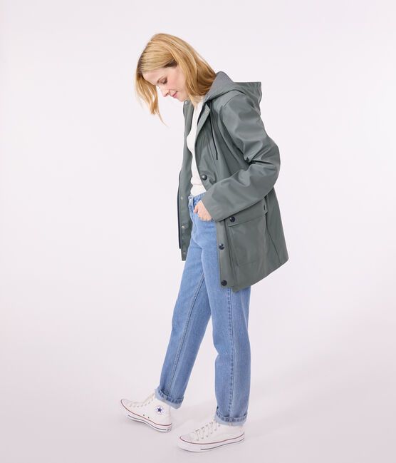 Regenjacke aus recyceltem Material und Bio-Baumwolle grün THUYA