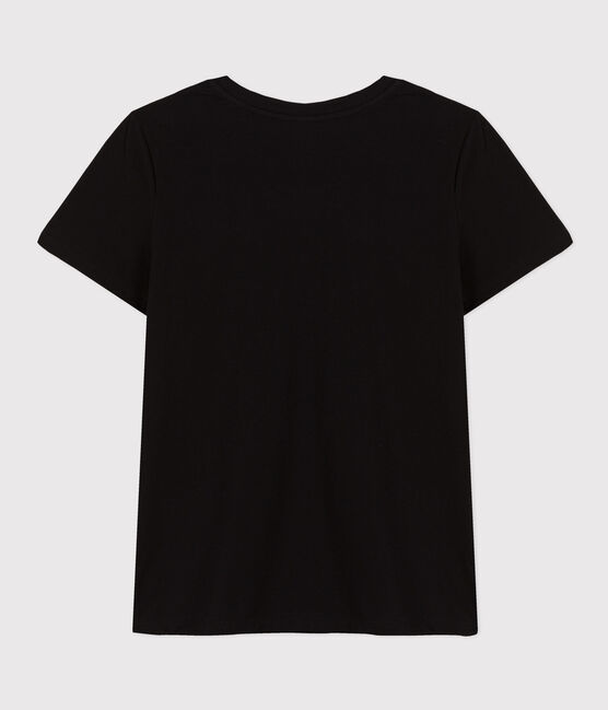Damen-T-Shirt LE DROIT aus Baumwolle mit Rundhalsausschnitt schwarz BLACK
