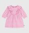 Langärmeliges Baby-Kleid aus Baumwolle mit Streifen rosa BOUDOIR/ MILK