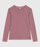 Langärmeliges Damen-T-Shirt L’Iconique aus Baumwolle rot AMARANTE/ MARSHMALLOW