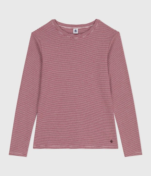 Lang&auml;rmeliges Damen-T-Shirt L&rsquo;Iconique aus Baumwolle rot/weiss