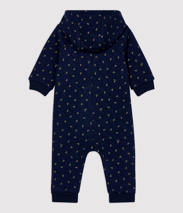 Baby-Overall mit Kapuze. blau/beige