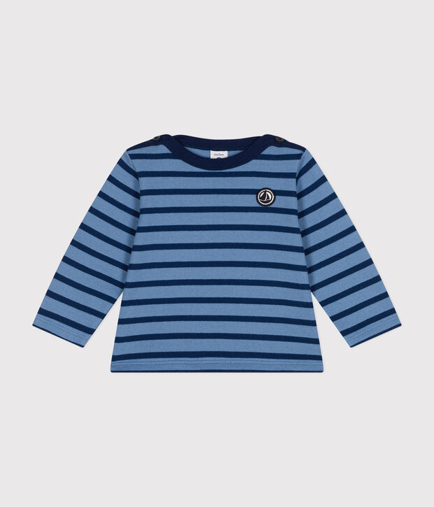 Baby-Streifenshirt Marini&egrave;re aus festem Baumwollstoff blau/blau