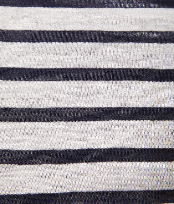 Damen-Streifenshirt aus Leinen weiss LAIT/blau SMOKING