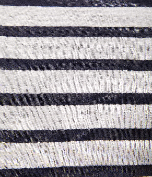 Damen-Streifenshirt aus Leinen weiss/blau