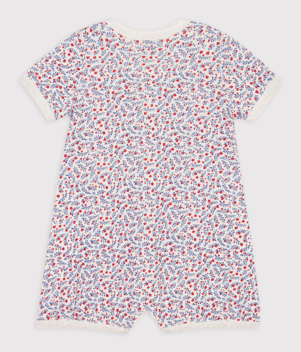 Gebl&uuml;mter Baby-Kurzoverall aus Baumwolle weiss/vielfarbig