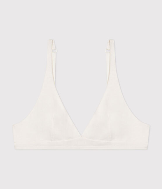 Damen-BH aus Baumwolle und Elastan weiss MARSHMALLOW