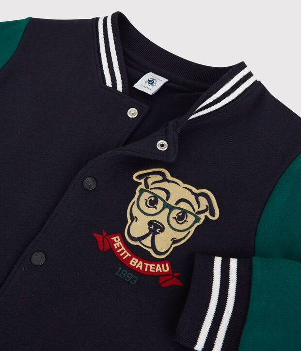 Kinder-Teddyjacke aus Molton f&uuml;r Jungen blau/gr&uuml;n