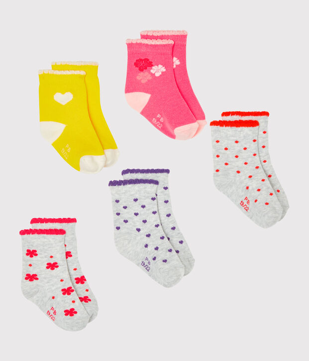 Set aus f&uuml;nf Paar Babystr&uuml;mpfe f&uuml;r M&auml;dchen vielfarbig