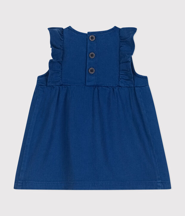 &Auml;rmelloses Baby-Kleid aus Baumwolle und Lyocell blau