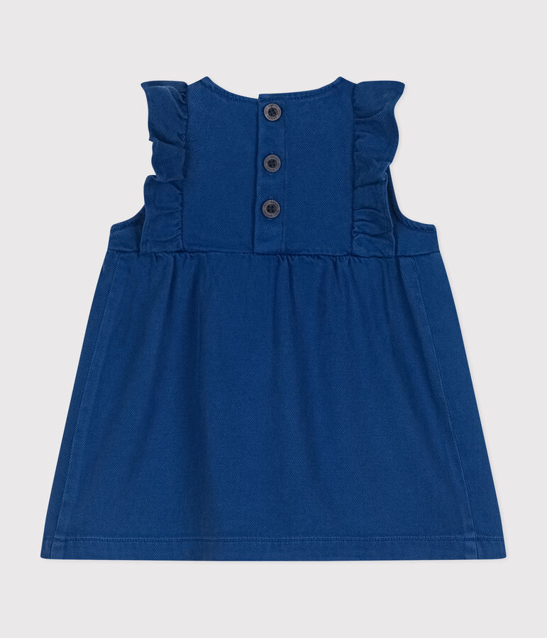 &Auml;rmelloses Baby-Kleid aus Baumwolle und Lyocell blau