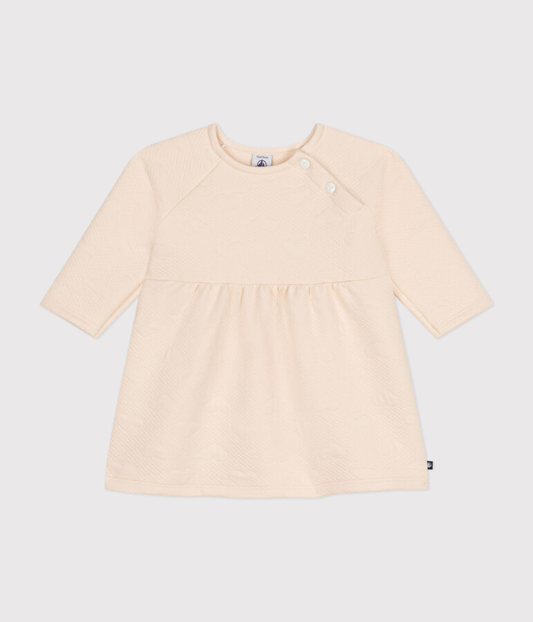 Lang&auml;rmeliges Baby-Kleid aus gestepptem Doppeljersey naturfarben