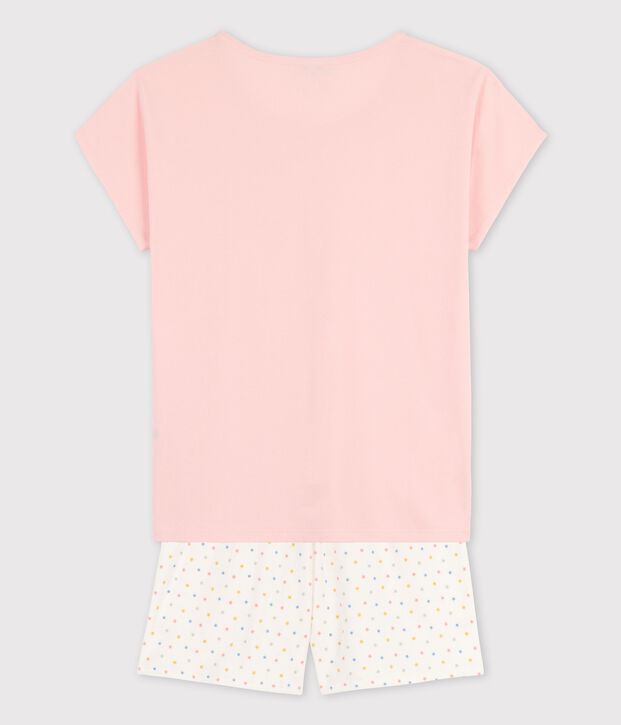 Kinder-Kurzpyjama aus Bio-Baumwolle f&uuml;r M&auml;dchen rosa/vielfarbig