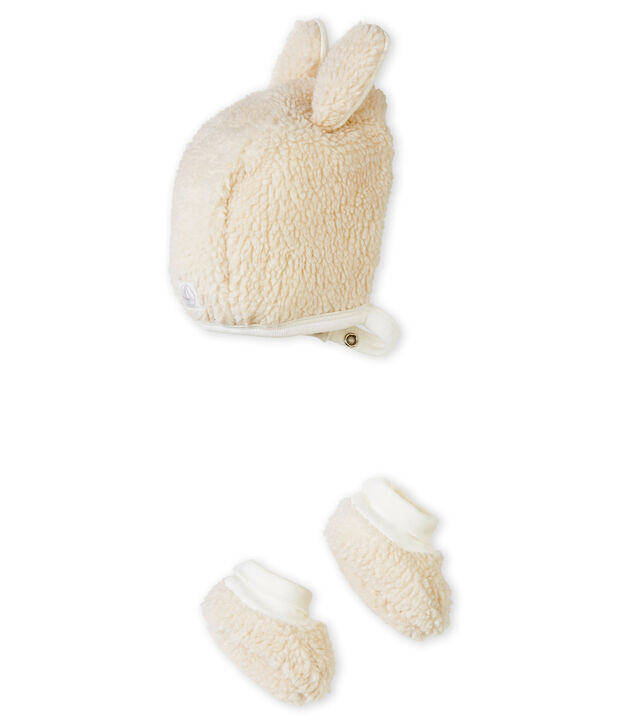 Unisex Baby Haube und Schuhe im Set weiss