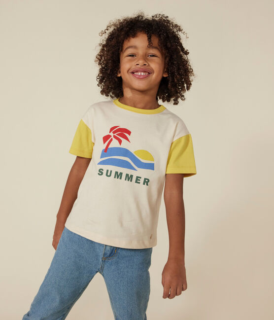 Gemustertes Jungen-T-Shirt aus Jersey gelb AVALANCHE/ NECTAR