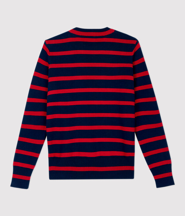 Damenpullover mit Matrosenmuster aus Baumwolle blau/rot