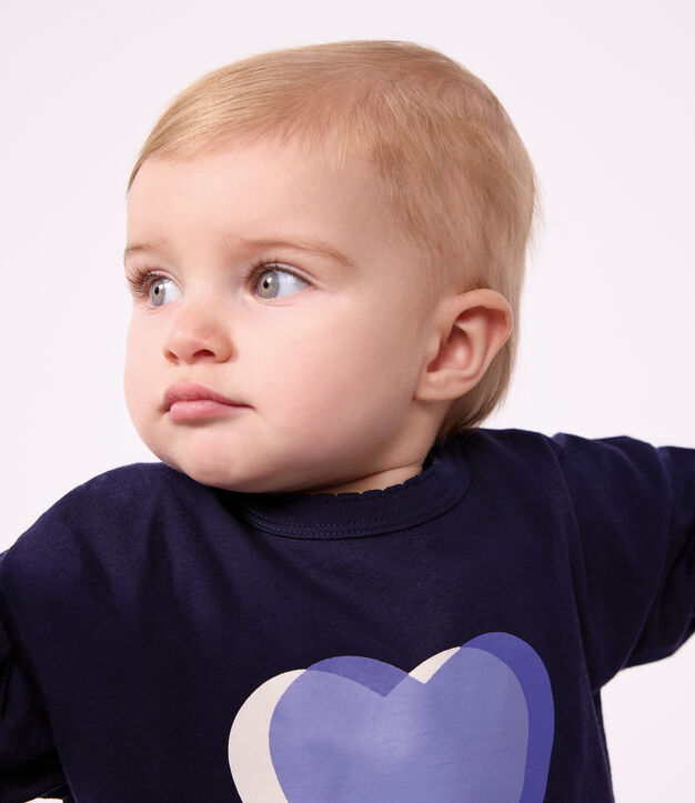 Lang&auml;rmeliges Baby T-Shirt aus einfarbiger Baumwolle mit Motiv SOIR