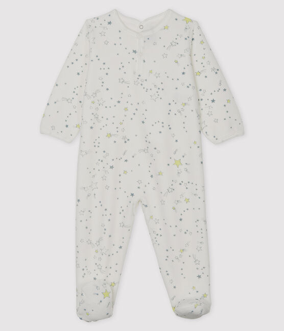 Baby-Strampler aus Nicki weiss MARSHMALLOW/weiss MULTICO