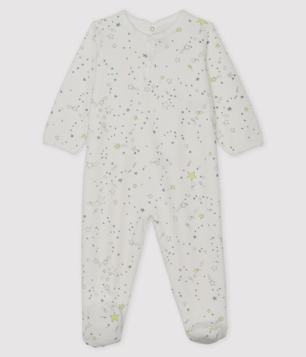 Baby-Strampler aus Nicki weiss/vielfarbig