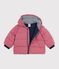 Baby-Winterjacke aus einfarbigem Polyester rosa