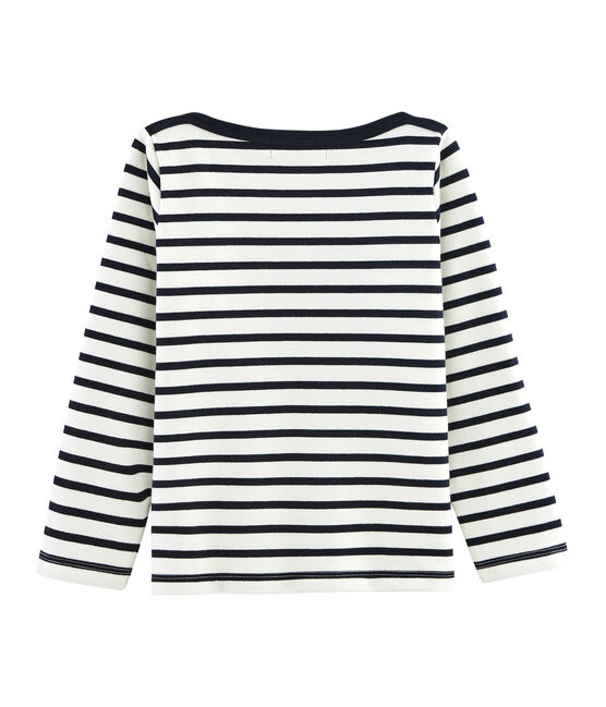 Emblematisches Kinder-Streifenshirt für Jungen beige COQUILLE/blau SMOKING