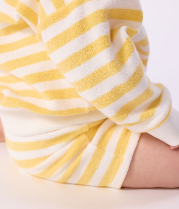 Baby-Sweatshirt aus Baumwolle mit Streifen gelb/weiss