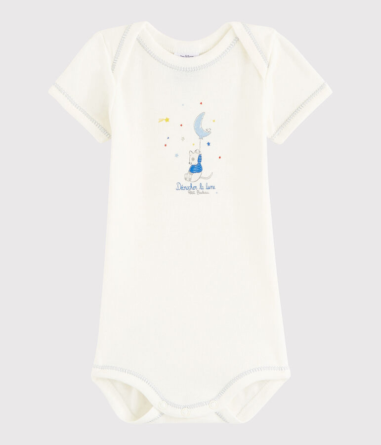 Kurz&auml;rmeliger Baby-Body Jungen weiss Lait