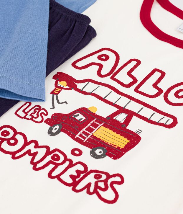 Kinder-Pyjama aus Baumwolle mit Feuerwehr-Motiv blau/vielfarbig