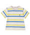 Gestreiftes Baby-Jungen-T-Shirt beige CREAMY/weiss MULTICO