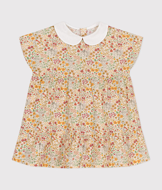 Kurzärmeliges Baby-Kleid aus Popeline weiss AVALANCHE/ MULTICO