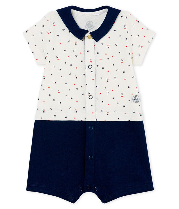 Baby-kurzoverall jungen weiss/vielfarbig