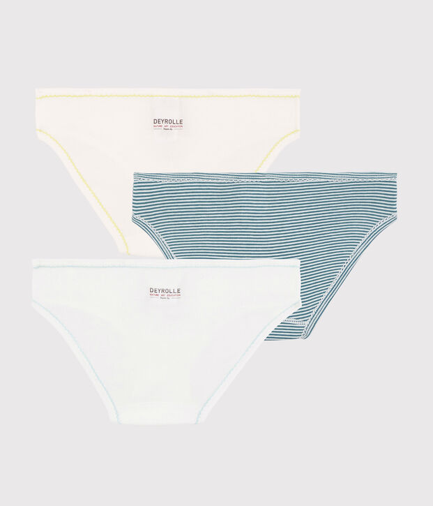 3er-Set Unterhosen aus Rippstrick f&uuml;r kleine M&auml;dchen Petit Bateau x Deyrolle vielfarbig