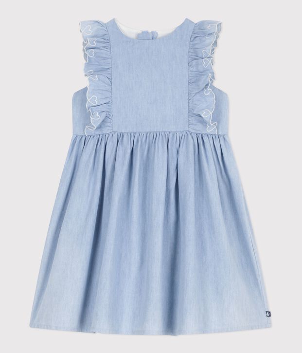 &Auml;rmelloses Kinder-Kleid aus Baumwolle blau