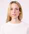 Kurzärmeliges Damen-T-Shirt L'ICONIQUE aus einfarbigem Rippstrick weiss ECUME