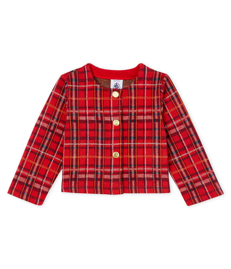 Karierter Baby-Cardigan f&uuml;r M&auml;dchen rot TERKUIT/weiss MULTICO CN