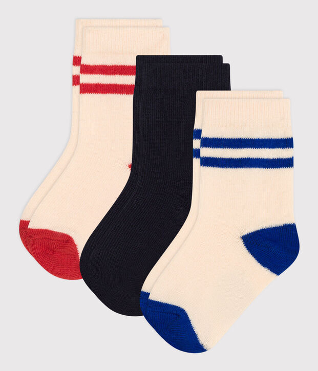 3 Paar gestreifte Babysocken aus Baumwolle vielfarbig