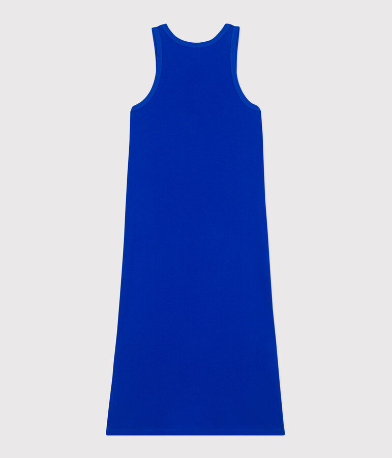 Damen Tanktop-Kleid in Midil&auml;nge aus Baumwolle blau
