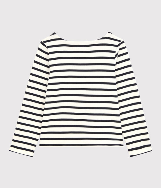 Streifenshirt aus Baumwolle für Mädchen weiss MARSHMALLOW/blau SMOKING