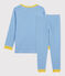 Kinderpyjama aus Bio-Baumwolle mit Ringelstreifen blau BRASIER/grau MARSHMALLOW