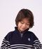 Kinder-Sweatshirt mit Rei&szlig;verschluss-Kragen aus gestreifter Baumwolle blau/weiss