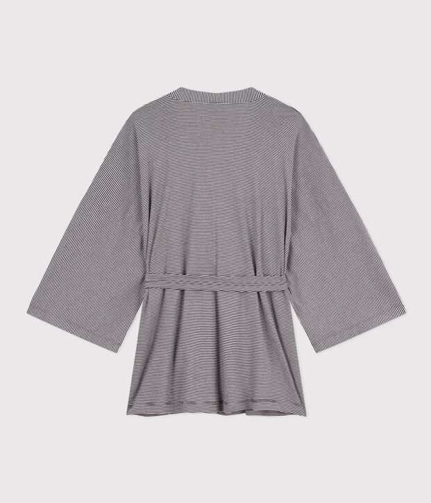 Gestreifter Kimono f&uuml;r Damen blau/weiss