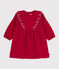Langärmeliges Baby-Kleid aus einfarbigem Fein-Cord rot TERKUIT