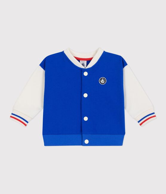 Baby College-Jacke aus Baumwolle im Colorblock blau PERSE/ MILK