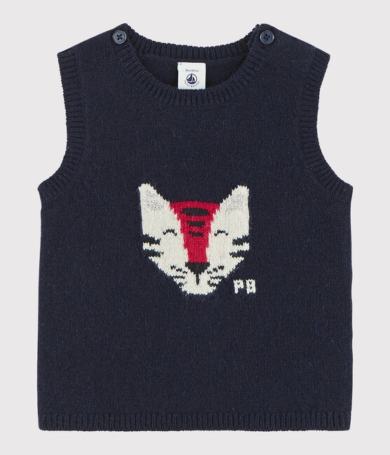 Ärmelloser Baby-Pullover aus Strick blau SMOKING