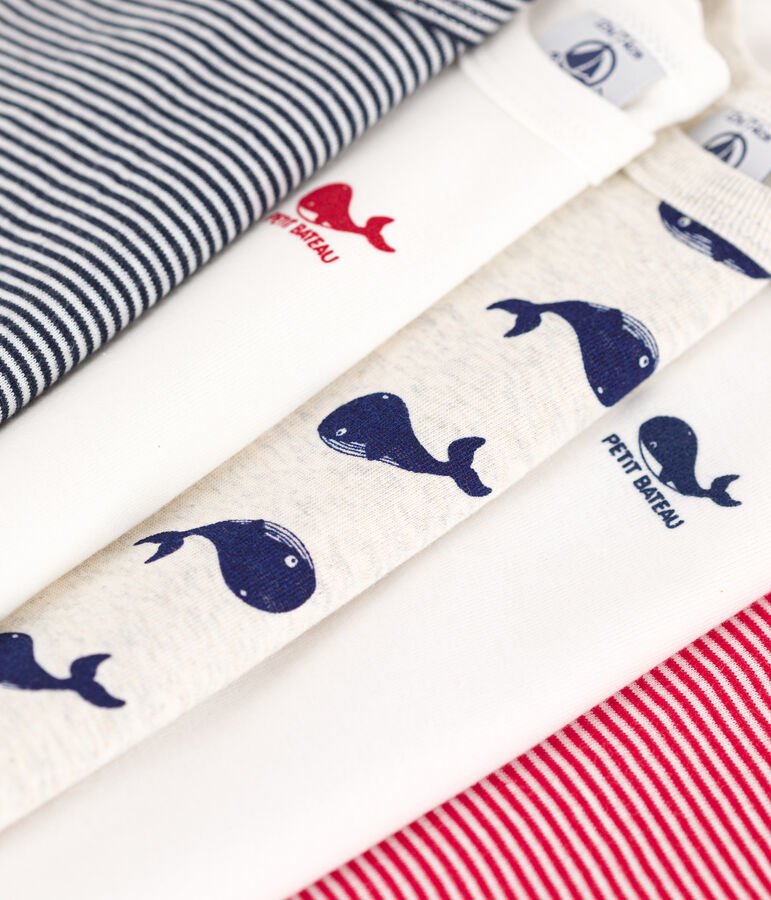 5er-Set kurz&auml;rmelige Bodys aus Baumwolle mit Wal-Motiven vielfarbig