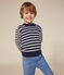 Gestreifter Kinderpullover aus Wolle und Baumwolle blau SMOKING/weiss MARSHMALLOW