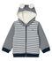 Baby-Kapuzensweatshirt für Jungen mit Streifen und Sherpafutter weiss MARSHMALLOW/blau SMOKING CN